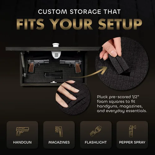 Miniatura 5 de Bellewood Designs Caja de Almacenamiento Oculta Personalizable para Armas en Pared - Caja de Seguridad Oculta para Armas con Nombre Familiar y Fecha