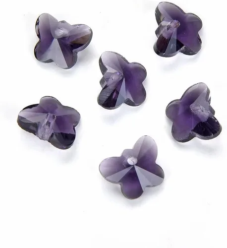 Miniatura 13 de 20 colgantes de cristal de mariposa checa de 0.394 in (0.39 pulgadas) abril transparente piedra natal agujero lateral cuentas para joyería artesanía