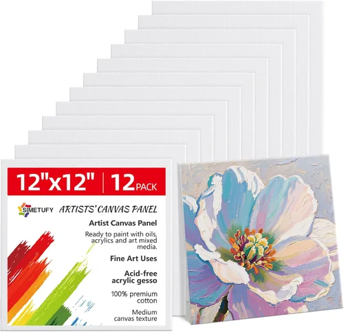 Miniatura 17 de Simetufy Paquete de 12 tableros de lienzo de 9 x 12 pulgadas para pintar paneles de lienzo, imprimados con gesso sin ácidos, 100% algodón