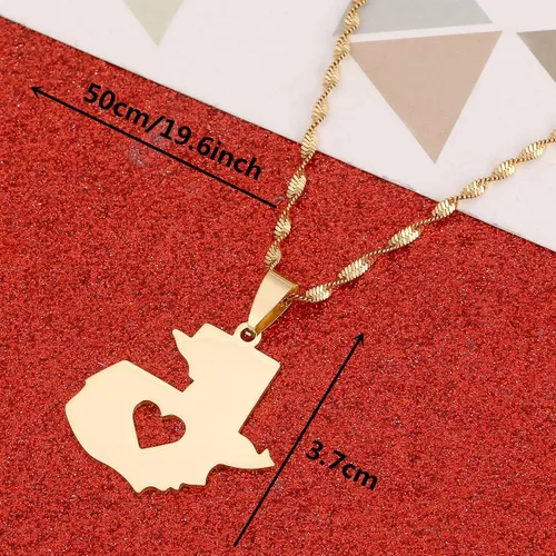 Miniatura 2 de BR Gold Jewelry Collar con colgante de mapa de Guatemala para mujer, mapa del corazón guatemalteco de Guatemala