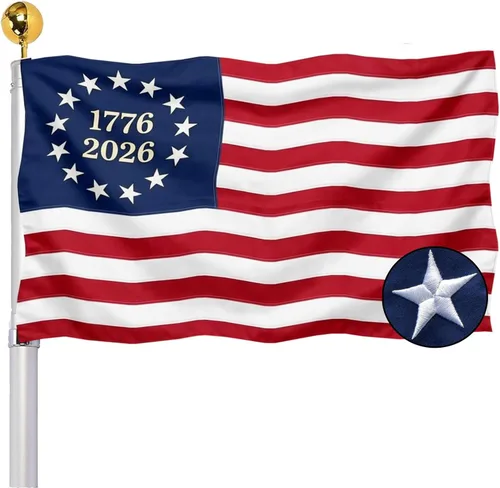 Miniatura 8 de Bandera estadounidense bordada de Betsy Ross 1776 de 3 x 5 para exteriores, 13 Colonias Revolución, banderas de Estados Unidos, estrellas bordadas