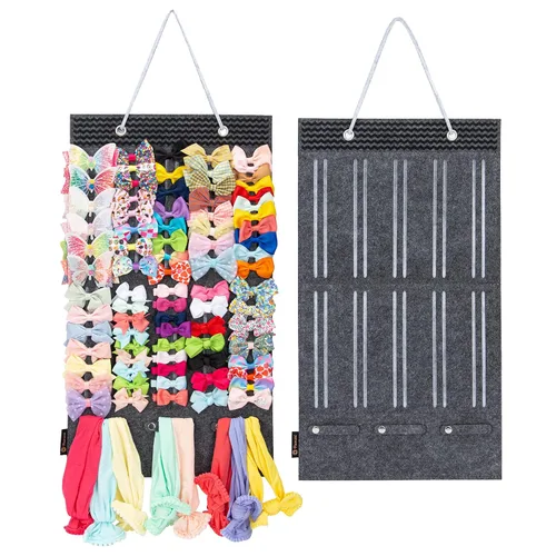 Miniatura 11 de PACMAXI Soporte para lazos para el pelo de bebé niña, colgador de almacenamiento de pinzas para el cabello para cintas, organizador de lazos