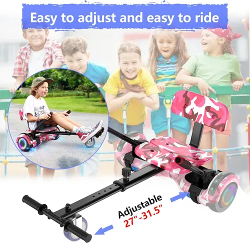 Miniatura 7 de LIEAGLE Hoverboard - Patineta autoequilibrante de 16.5 cm, 6.5 pulgadas, con ruedas Bluetooth, luces LED, para niños y adultos B02-Camo Rosa con kart