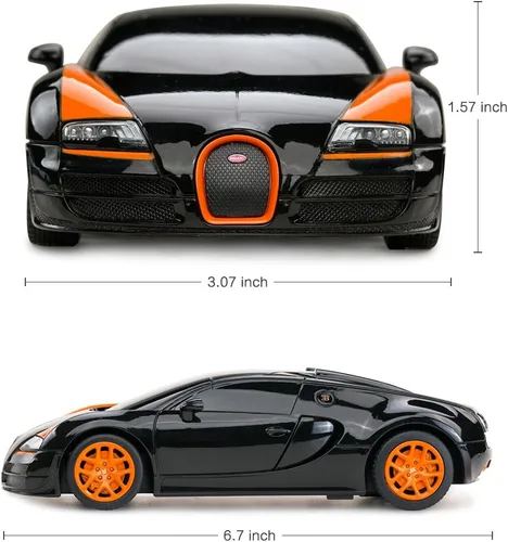 Miniatura 4 de RASTAR Auto RC 1:24 Bugatti Veyron 16.4 Grand Sport Vitesse Radio Control Remoto Racing Toy Car Model Vehicle, Negro/Naranja
