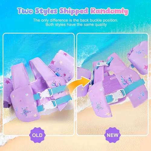 Miniatura 3 de Nemone Chaleco de natación para niños pequeños de 22 a 70 libras, flotadores para niños, chaqueta de natación con alas de agua para el brazo para A
