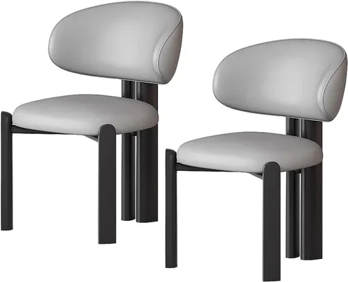 Miniatura 12 de Juego de 2 sillas de comedor tapizadas modernas, diseño cómodo con respaldo curvado para cocina, sala de estar, dormitorio u oficina