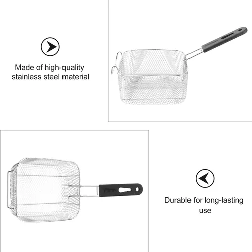 Miniatura 4 de BESTonZON Cesta mediana de acero inoxidable para freír con chispas francesas, para servir alimentos, con asa, apta para ollas de hasta 5/6 L