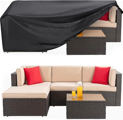 Miniatura 10 de Funda Impermeable para Muebles de Exterior, Fundas para Muebles de Patio de 137 Pulgadas Tamaño Grande Fundas para Sofá Seccional Rectangulares
