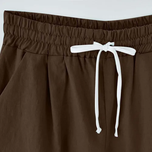 Miniatura 3 de Stessotudo Bermudas de verano para mujer, con cordón y estampado floral, ajuste holgado, con bolsillos, cómodos, informales, a la moda, 2023