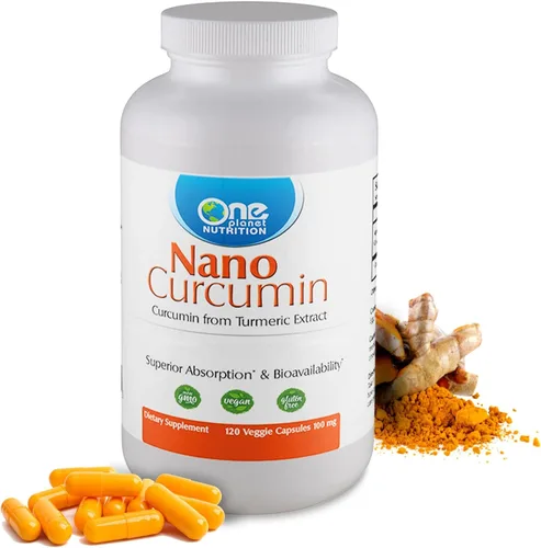 One Planet Nutrition Cápsulas de nano curcumina de 100 mg (120 unidades), extracto de cúrcuma, nano para alta absorción, apoya la salud general, sin