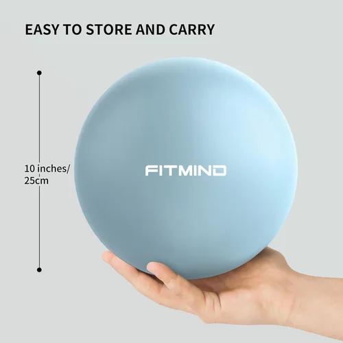 Miniatura 6 de FITMIND_Pelota de Pilates de 10 Pulgadas Antiestrés y Antideslizante Mini Bola de Yoga para Fitness, Entrenamiento del Núcleo, Terapia Física, Azul