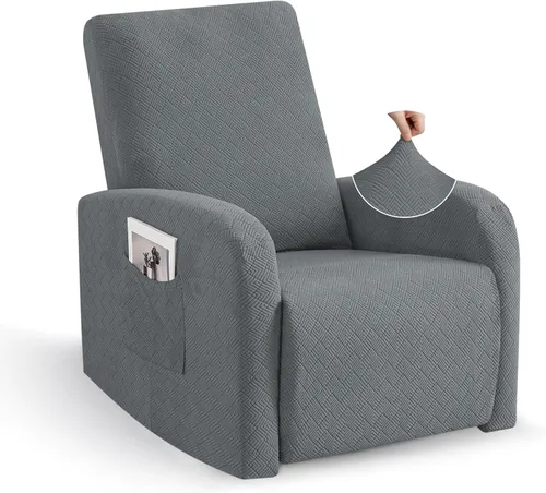 Miniatura 30 de JIVINER Fundas reclinables de gran tamaño de 3 piezas para sillón reclinable grande con bolsillos, tela jacquard elástica Lazy Boy funda para sofá