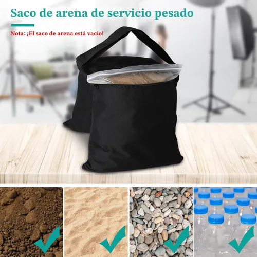 Miniatura 2 de Aimosen 4 paquetes de bolsas de arena con peso para trípode de fotografía y equipo de video, bolsa de silla de montar resistente para soporte