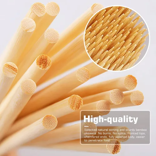 Miniatura 2 de [100 unidades] Brochetas de bambú de 6 pulgadas, pinchos de madera de primera calidad sin astillas, brochetas para parrilla, barbacoa, aperitivo