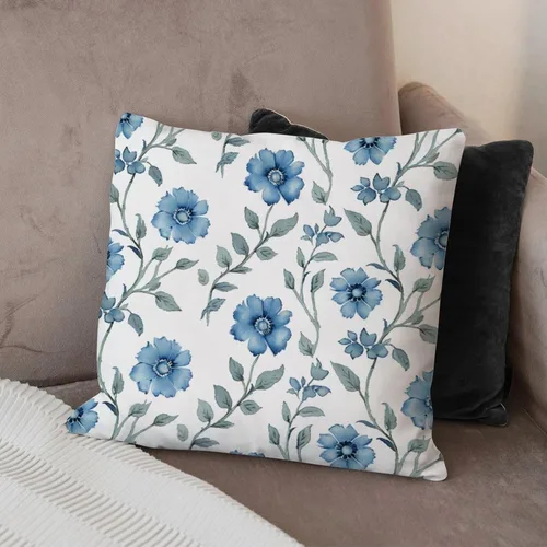 Miniatura 4 de Mughal - Funda de almohada de flor en monzón, diseño de loto azul, funda de cojín moderna, decorativa, decoración del hogar para sofá, cama