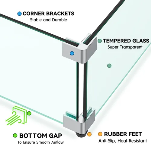 Miniatura 5 de Skyflame Protector de viento rectangular de vidrio para fogatas de 24 x 12 pulgadas, reemplazo para exterior