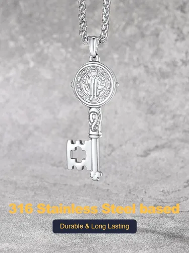 Miniatura 266 de U7 Saint Benedict/Michael Medal Necklace, 316L Stainless Steel Virgin Mary Necklace for Men Women, Bible Verse Protection Necklace Catholic