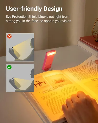 Miniatura 5 de DEWENWILS Luz de lectura de libros, recargable por USB, para leer en la cama, luces LED con clip para niños, ratones de biblioteca, bloqueo de luz