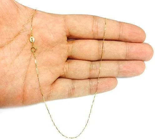 Miniatura 9 de Jewelry Affairs Collar de cadena de oro macizo real de 10 quilates, 0.024 in