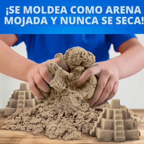 Miniatura 3 de National Geographic Moon Sand - 24 libras de arena de juego con moldes de castillo (natural) - Una actividad sensorial divertida y sin ensuciar