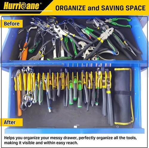Miniatura 5 de HURRICANE Estante Organizador de Alicates, Estante para Alicates y Cortadores de 10 Ranuras con Base de Goma Antideslizante, Organizador y Amarillo