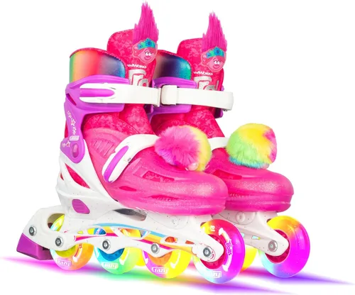 Crazy Skates Trolls Size Adjustable Roller Skates - Featuring Poppy or Barb from Trolls