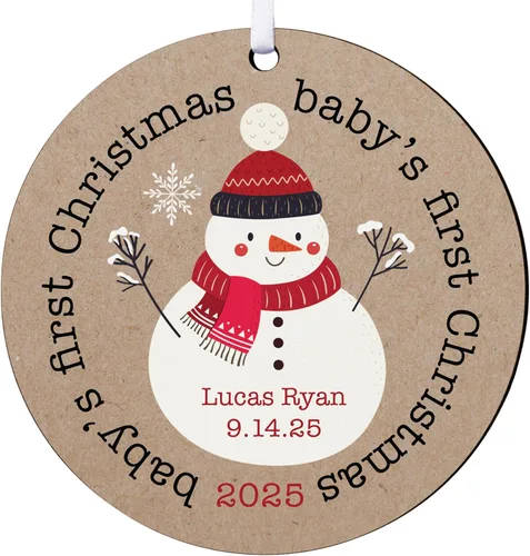 Miniatura 23 de Let's Make Memories Adorno personalizado para la primera Navidad del bebé, adorno de recuerdo 2025, mi primera Navidad, pies de bebé, corazón