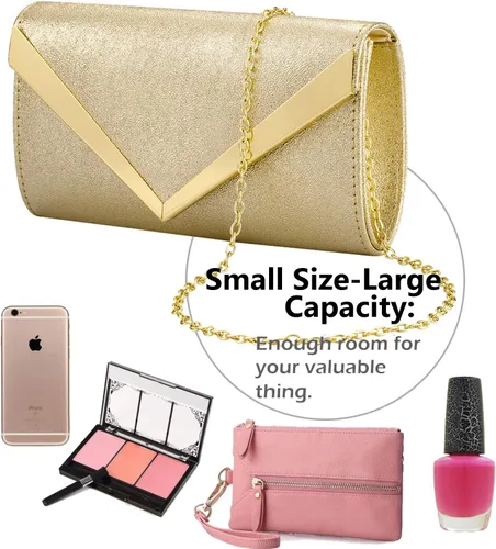 Miniatura 5 de BENCOMOM Bolsos de mano dorados para mujer, de noche, para boda, fiesta, boda, graduación, hombro, bolsa de mano dorada