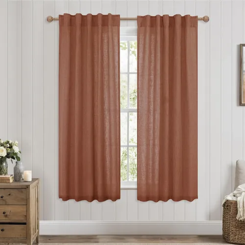 Miniatura 42 de Cortinas de lino azul claro de 90 pulgadas de largo para sala de estar, dormitorio de niñas, guardería, decoración acogedora de verano, bolsillo