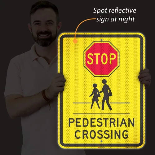 Miniatura 5 de SmartSign Letrero "Stop - Peatón Crossing" 18" x 24" 3M de aluminio reflectante de alta intensidad