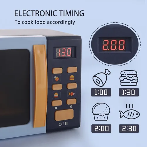 Miniatura 3 de Cuterabit - Juguetes de microondas para niños con luz y sonido, electrodomésticos de cocina realistas, accesorios de cocina de juego y comida