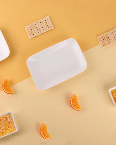 Miniatura 6 de DELLING Juego de 6 platos rectangulares para aperitivos de 8 pulgadas, platos de postre de ensalada de porcelana blanca, platos pequeños