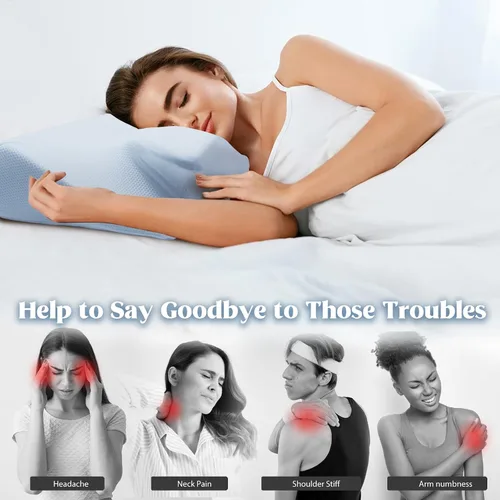 Miniatura 4 de Almohada cervical para cuello y hombro, almohadas de espuma viscoelástica de contorno refrescante, almohada ergonómica para el cuello, almohada