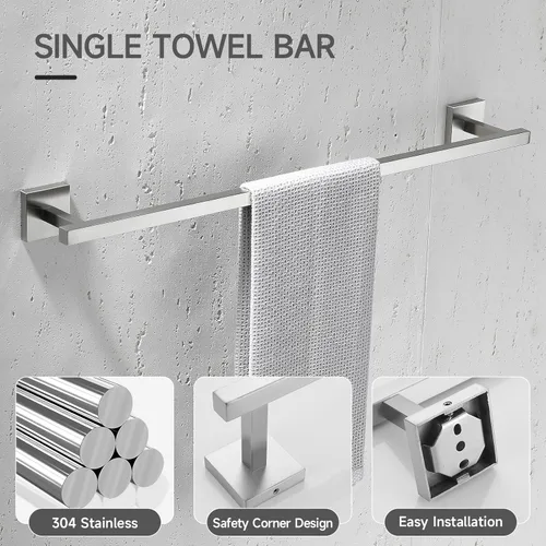 Miniatura 2 de TQKAG Juego de 5 piezas de accesorios de baño de níquel cepillado clásico montado en la pared de acero inoxidable SUS304 juego de accesorios de baño