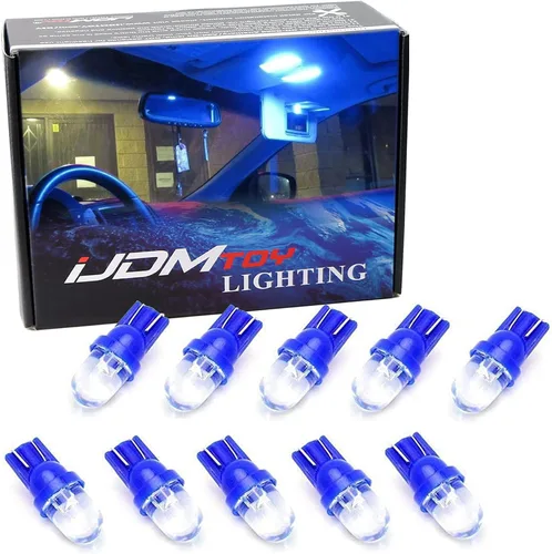 iJDMTOY 10 bombillas de repuesto ultra azules de un solo emisor 1 LED 168 175 194 2825 W5W T10 compatibles con luces interiores de automóvil, luces