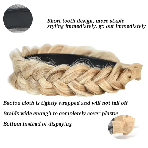 Miniatura 4 de Banda ancha trenzada para el cabello, accesorios para el cabello, banda elástica antideslizante para mujeres y niñas (A1002)
