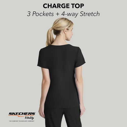 Miniatura 4 de BARCO Skechers Vitality Charge - Camiseta médica con cuello en V, tela sostenible para mujer