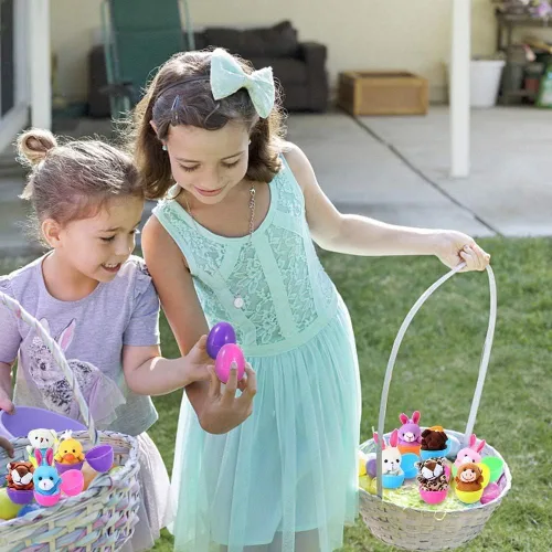 Miniatura 6 de Paquete de 18 huevos de Pascua rellenos con mini animales de peluche para niños, cesta de Pascua, búsqueda de huevos de Pascua, recuerdo de fiesta