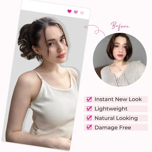 Miniatura 4 de REECHO Extensión de cola de caballo, pinza de cola de caballo rizada y ondulada de 9 pulgadas, extensiones de cabello HP001 para mujeres - Castaño