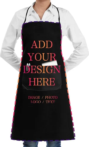 Delantal de cintura personalizado con bolsillos, logotipo de foto personalizado, texto, medio delantal de cocina, delantal de cocina, camarero