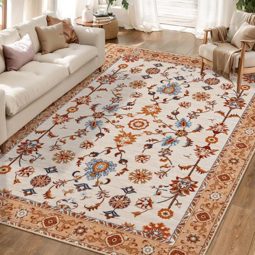 Miniatura 21 de Tangsoo Alfombra lavable para pasillo, antideslizante, 2 x 6 pies, estilo bohemio, floral, vintage, para entrada, suelo suave, para cocina, baño