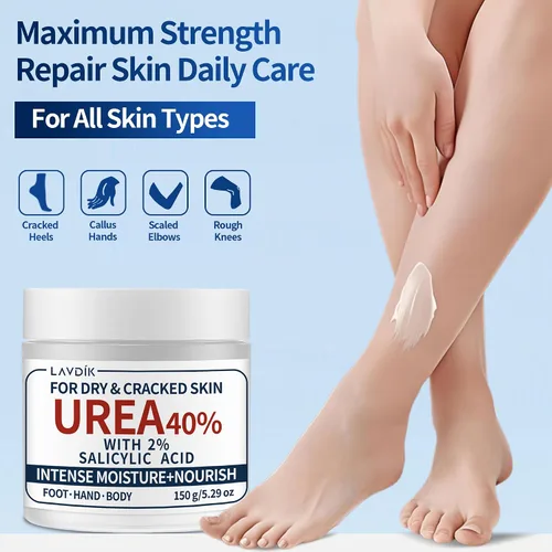 Miniatura 6 de Crema de urea 40% con ácido salicílico al 2%, hidratante de máxima fuerza para piel seca y agrietada en pies, manos, talones, codos y rodillas, 5.29