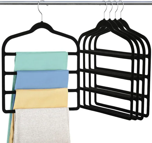Percha para pantalones de terciopelo que ahorra espacio, antideslizante, Myfolrena, percha para pantalones y pantalones cortos, múltiples perchas de