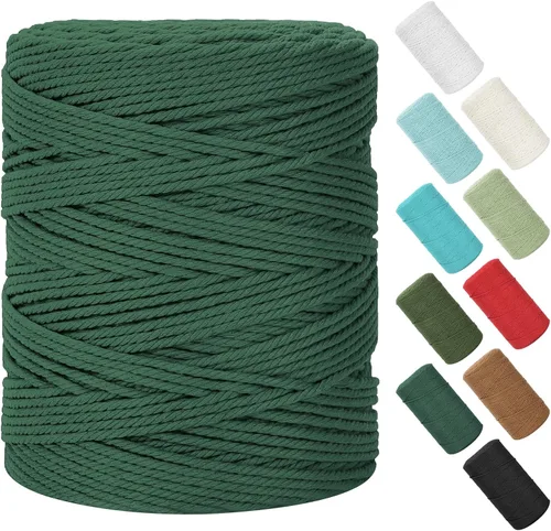Miniatura 91 de Cordón de macramé de 0.079 in x 380 yardas (1140 pies), cuerda de algodón natural para colgar en la pared, ganchos de plantas, manualidades, Beige