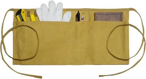 Miniatura 9 de Canvas Work Waist Apron with 3 Pocket 1 paquete de delantal utilitario de cintura negra