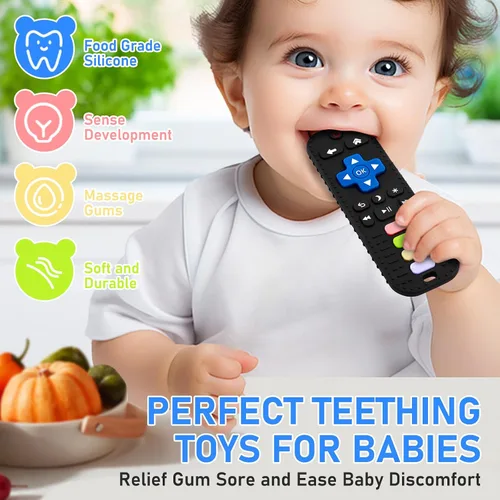 Miniatura 2 de Avkast Juguetes de dentición para bebés de 3, 6, 12, 18 meses, juguetes mordedores para bebés con forma de control remoto de TV, juguetes