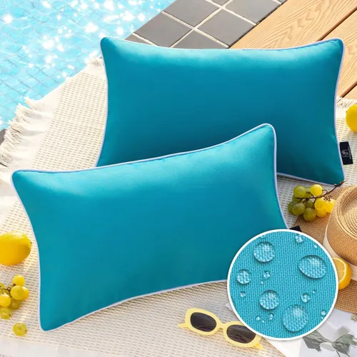 Miniatura 56 de Phantoscope - Juego de 2 fundas de almohada y cojín cuadradas decorativas, impermeables, para intemperie, sofás, carpas, 18 x 18 pulgadas