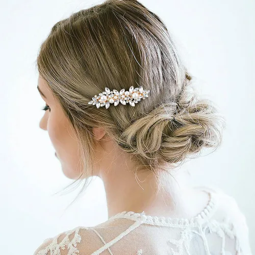 Miniatura 2 de WHAVEL 2 pinzas para el pelo de perlas, pinzas para el cabello con diamantes de imitación, accesorios de perlas para dama de honor, boda