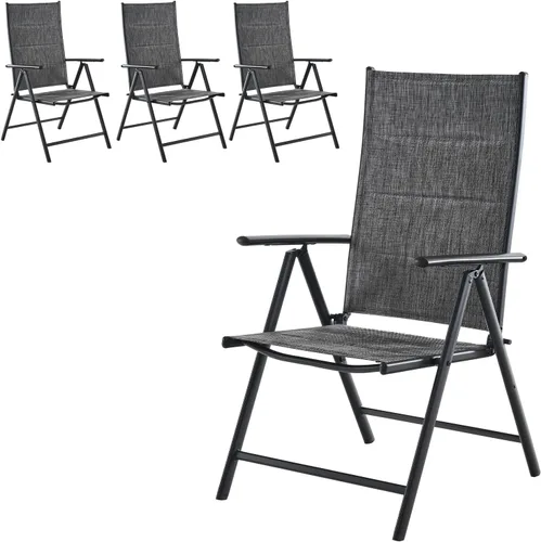 Miniatura 11 de Juego de 2 sillas plegables para patio, sillas de patio al aire libre con asiento acolchado de algodón de textileno suave y respaldo ajustable de 7