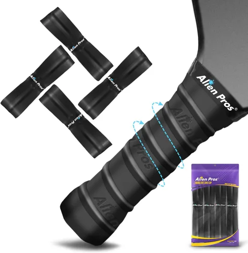 ALIEN PROS Pickleball Overgrip (paquete de 4) con crestas para un mejor control de agarre, cinta de agarre de pickleball precortada y seca al tacto,
